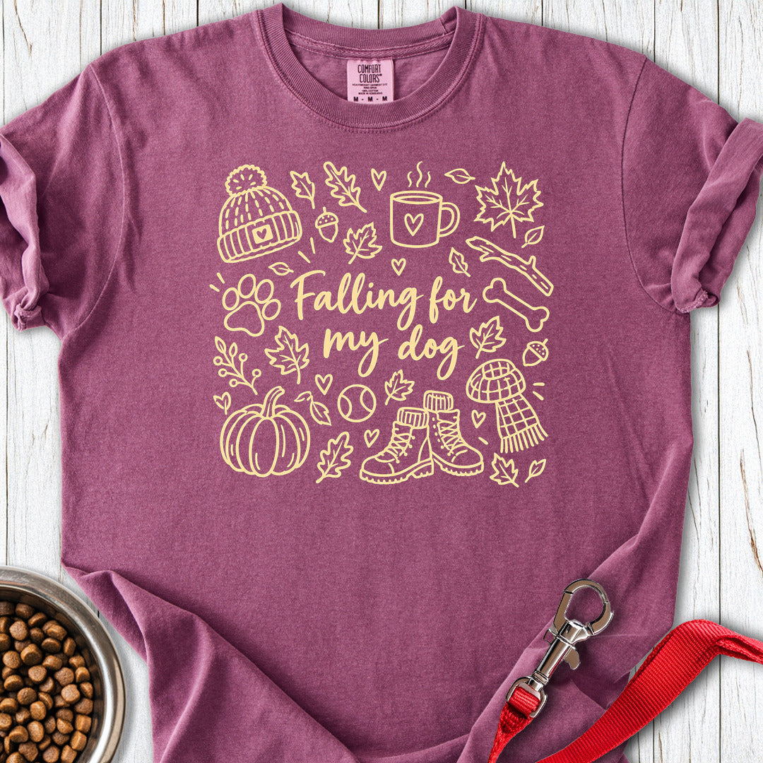 Falling For My Dog Premium Tee — Berry