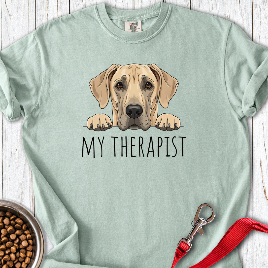 Fawn Great Dane My Therapist Premium Tee — Bay