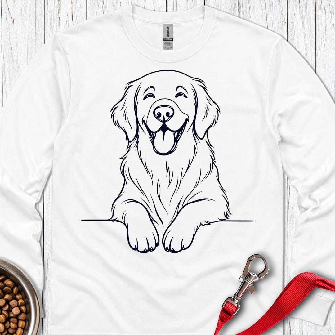 Flat Coated Retriever Lineart Long Sleeve White