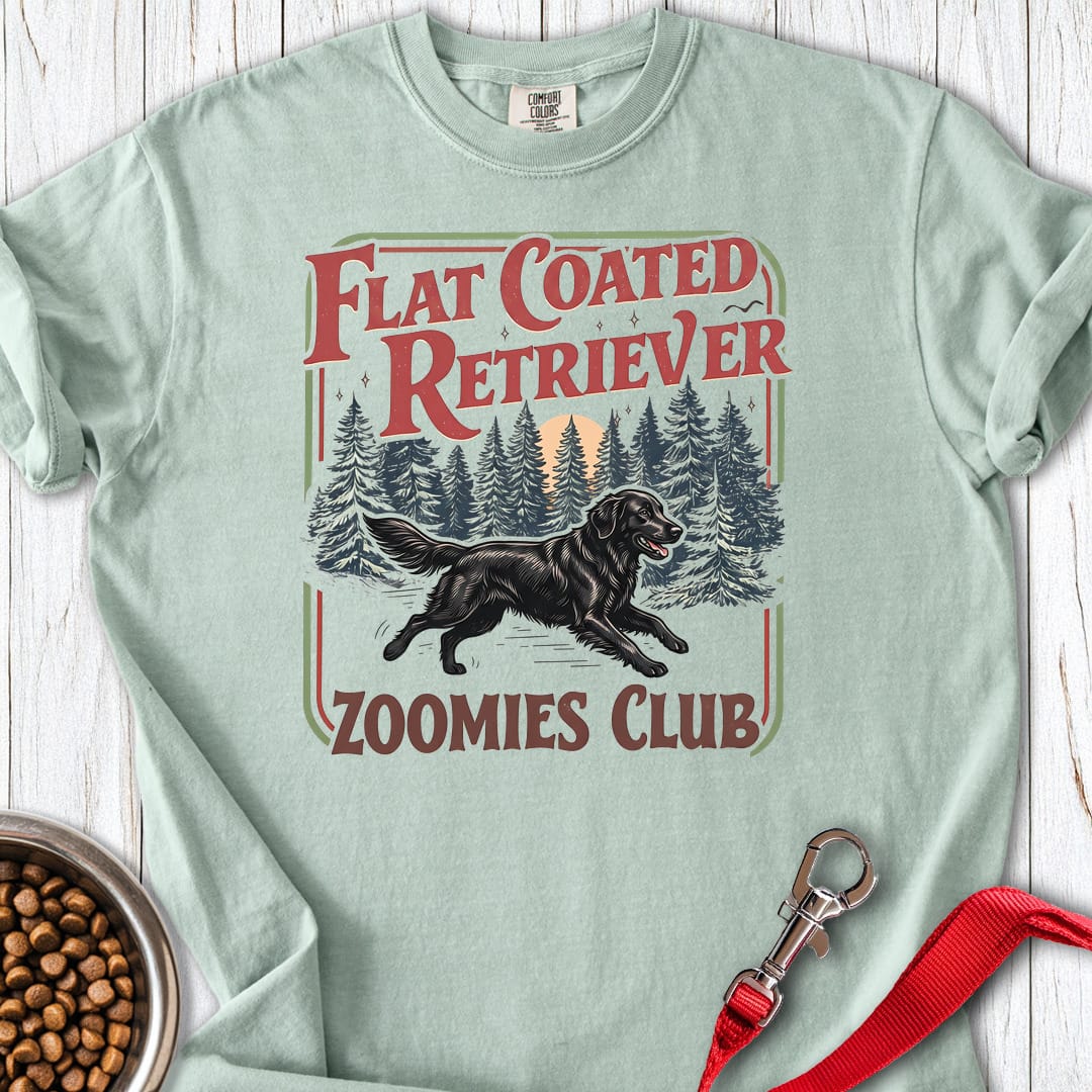 Flat Coated Retriever Zoomies Club Premium Tee Bay