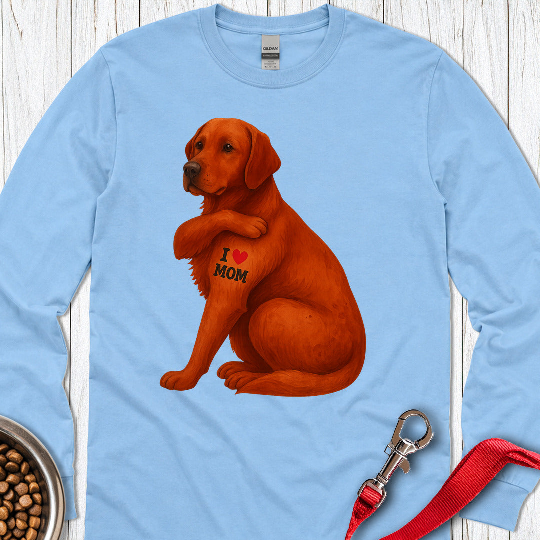 Fox Red Labrador I Love Mom Long Sleeve β Carolina Blue