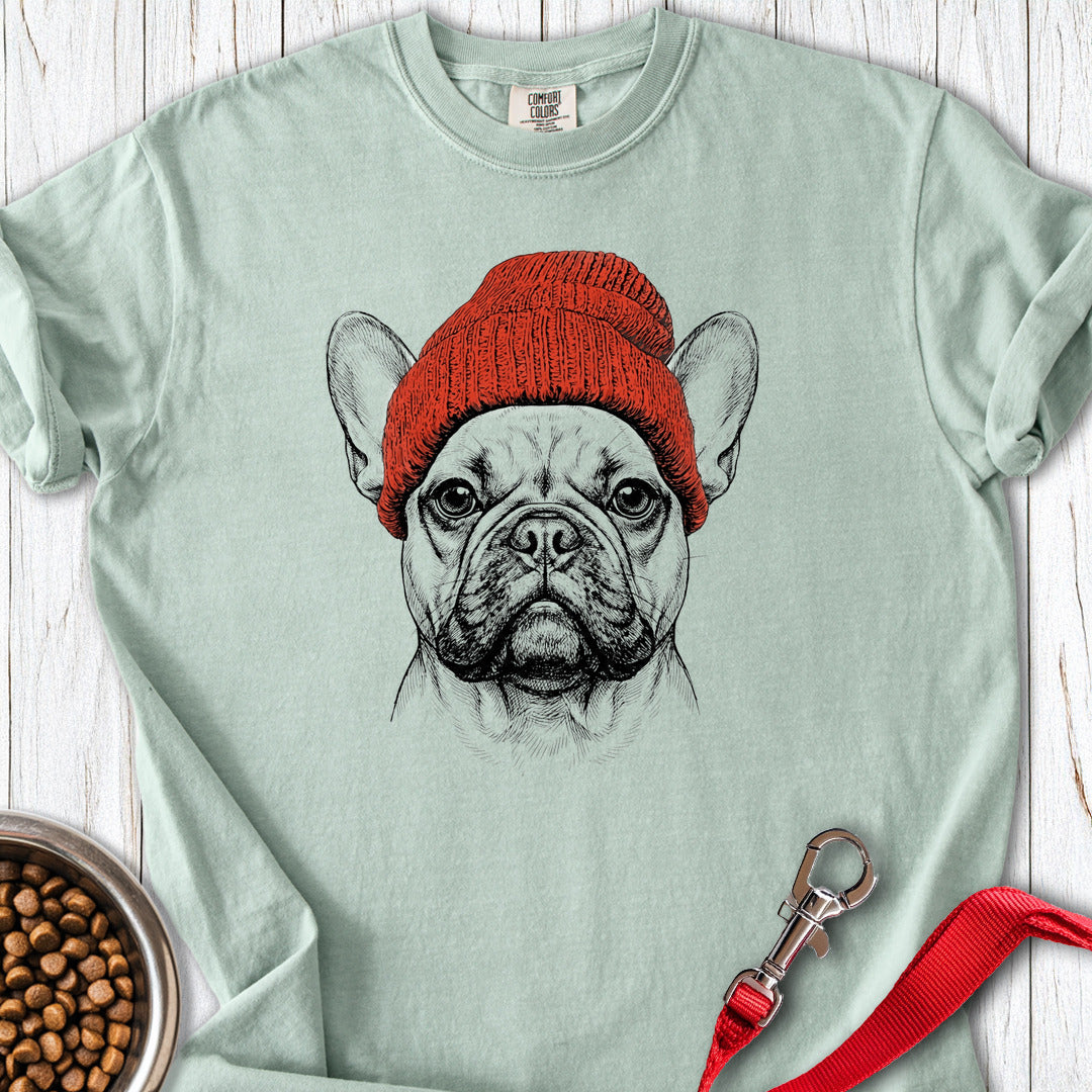 French Bulldog Beanie Premium Tee — Bay