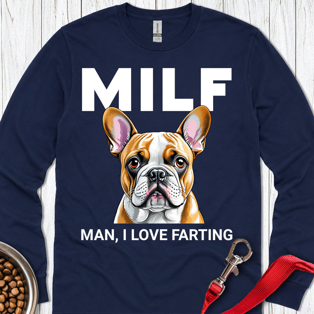 French Bulldog Fart Long Sleeve — Navy