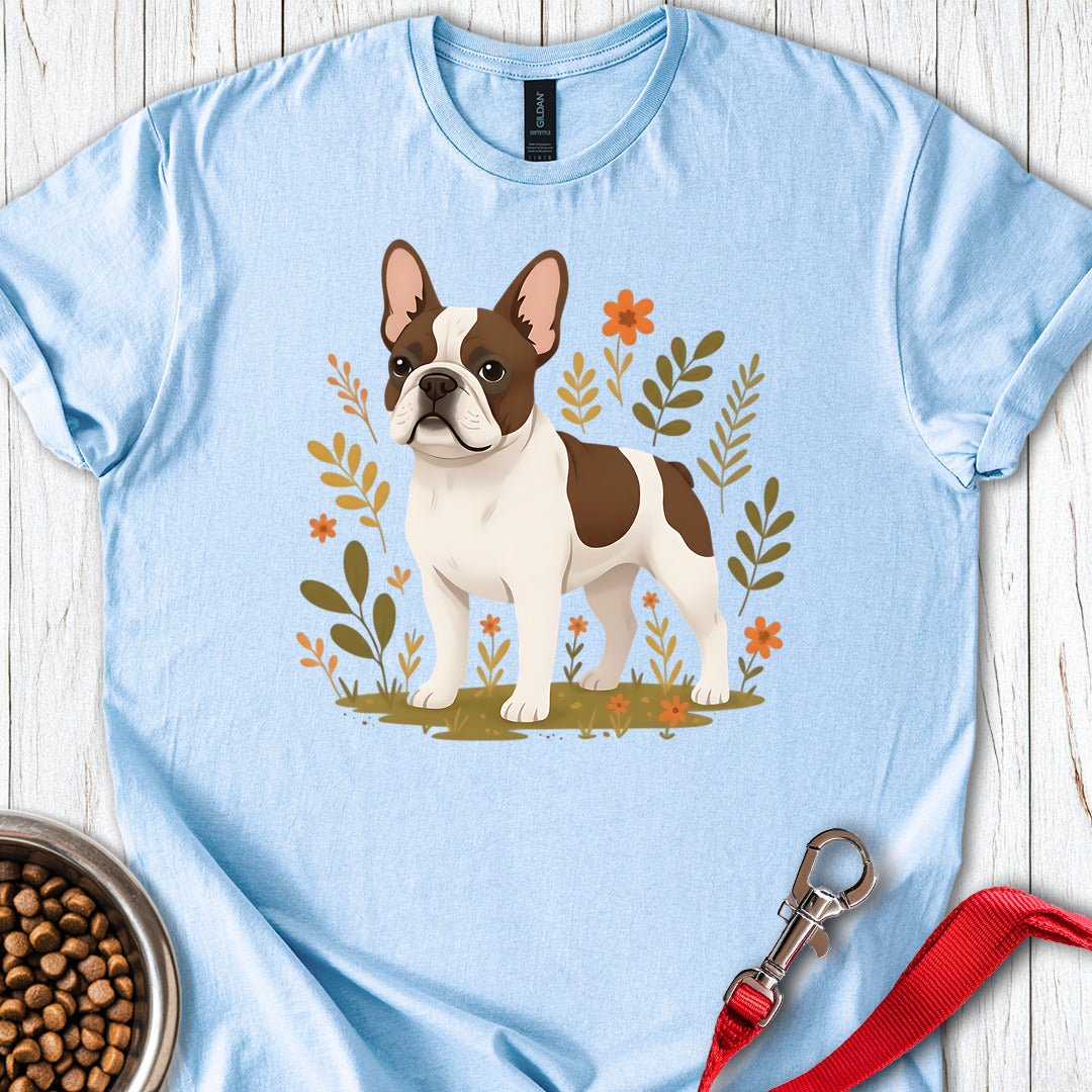 French Bulldog Pied Coat Flower Light Blue