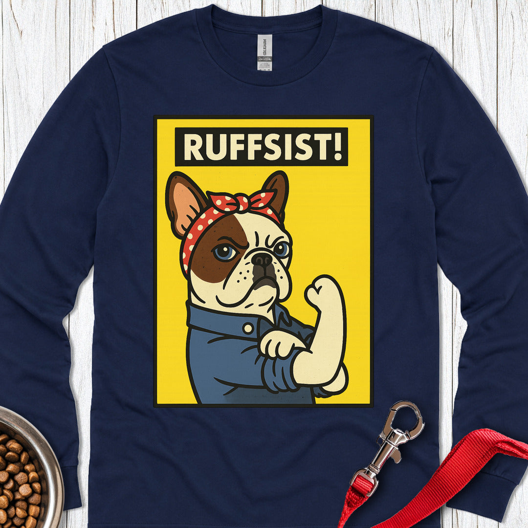 French Bulldog Rosie the Riveter Long Sleeve β Navy