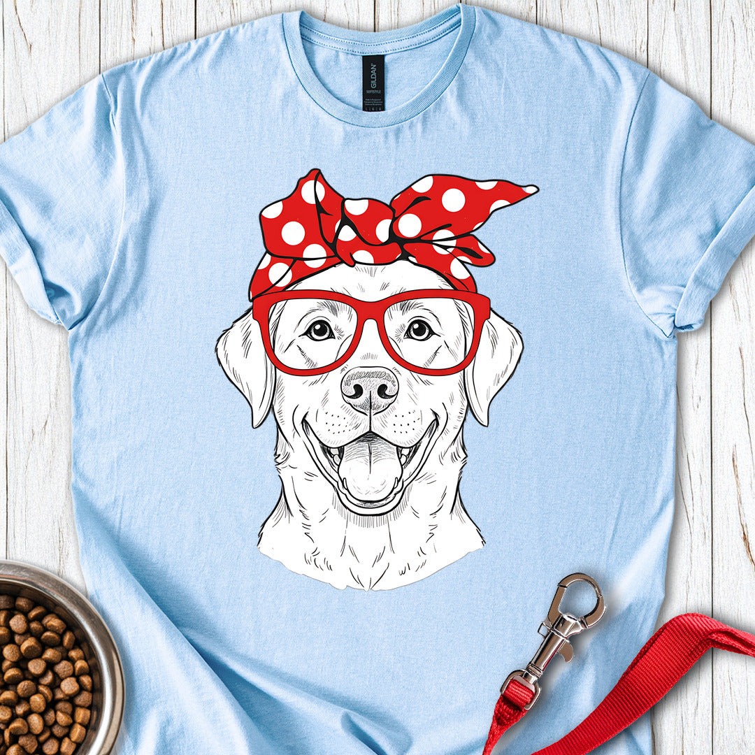Funny Labrador Red Glasses Light Blue
