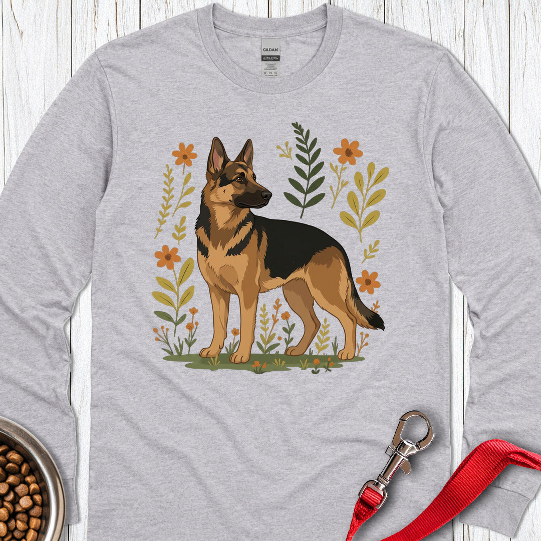 German Shepherd Flowers Long Sleeve β Sport Grey