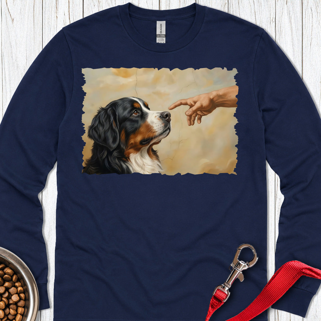 God Creates Bernese Mountain Dog Long Sleeve — Navy
