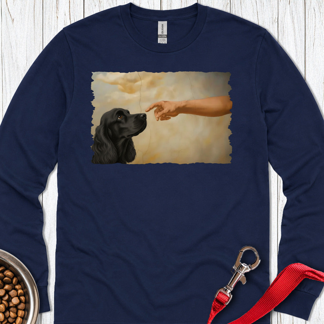 God Creates Black Cocker Spaniel Long Sleeve β Navy