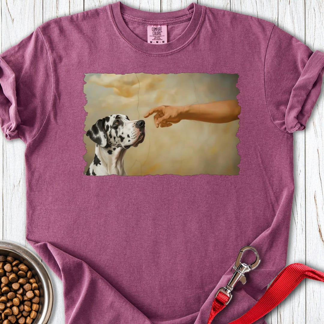 God Creates Harlequin Great Dane Premium Tee Berry