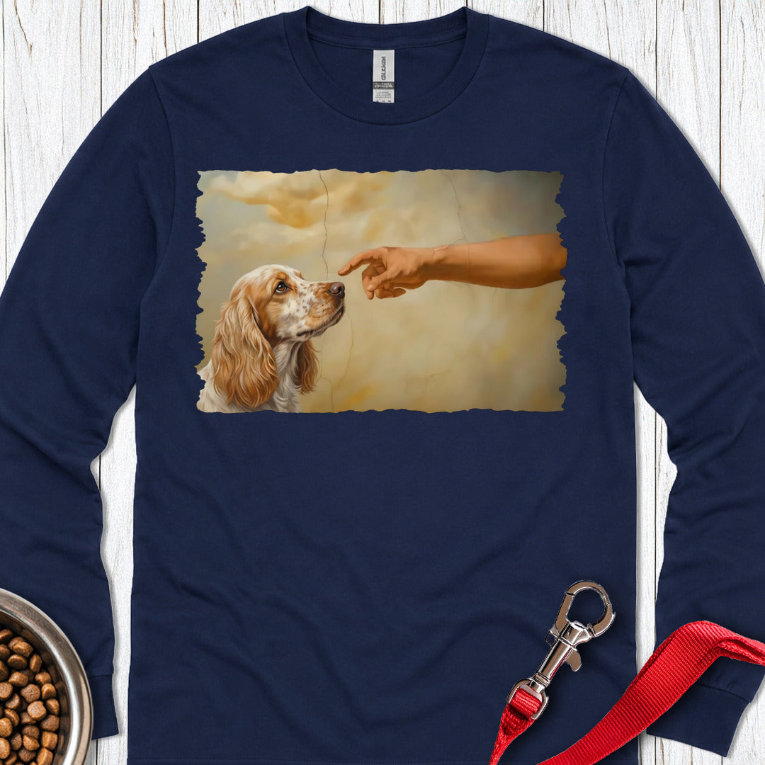 God Creates Lemon Roan Cocker Spaniel Long Sleeve β Navy