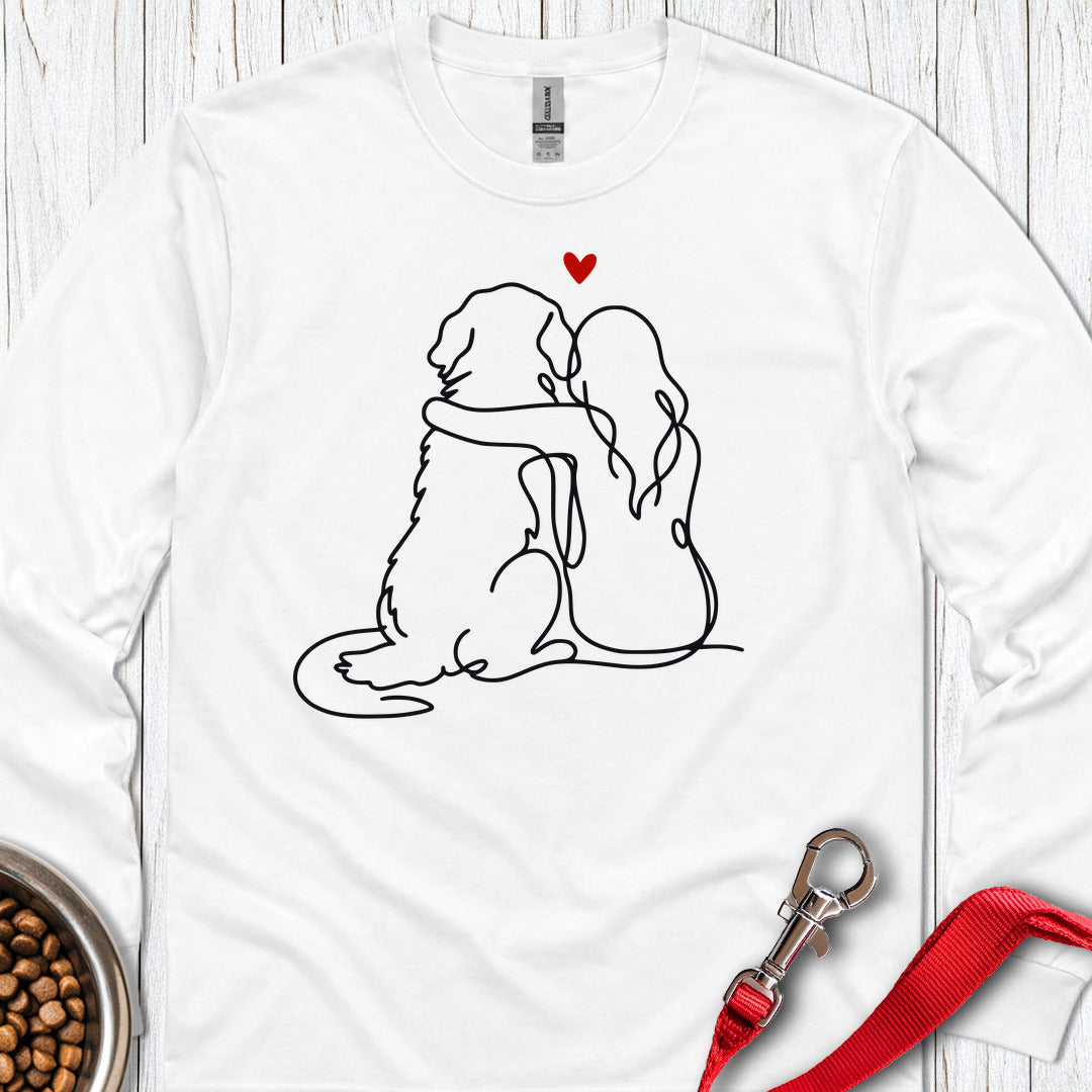 Golden Retriever and Girl Pink Long Sleeve β White