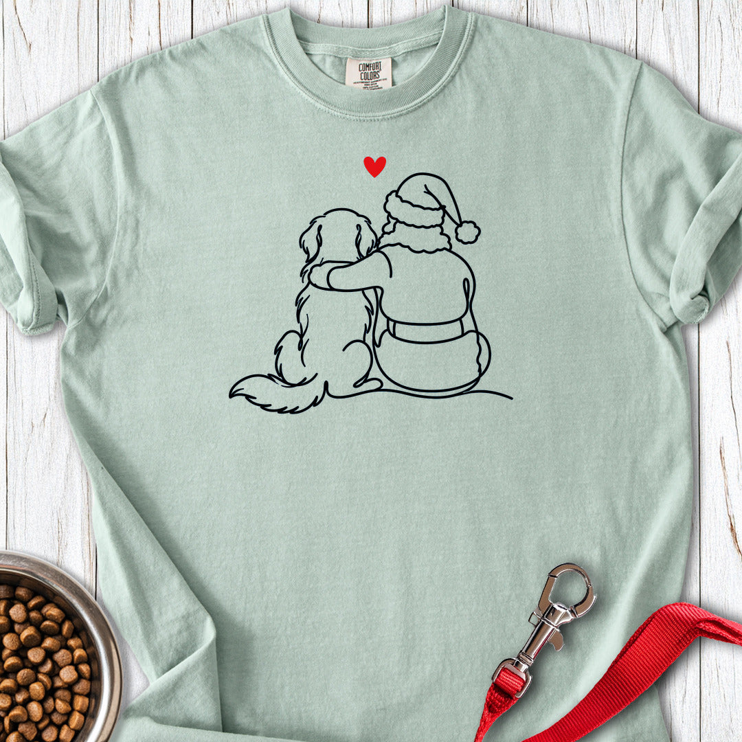 Golden Retriever and Santa Line Art Premium Tee Bay