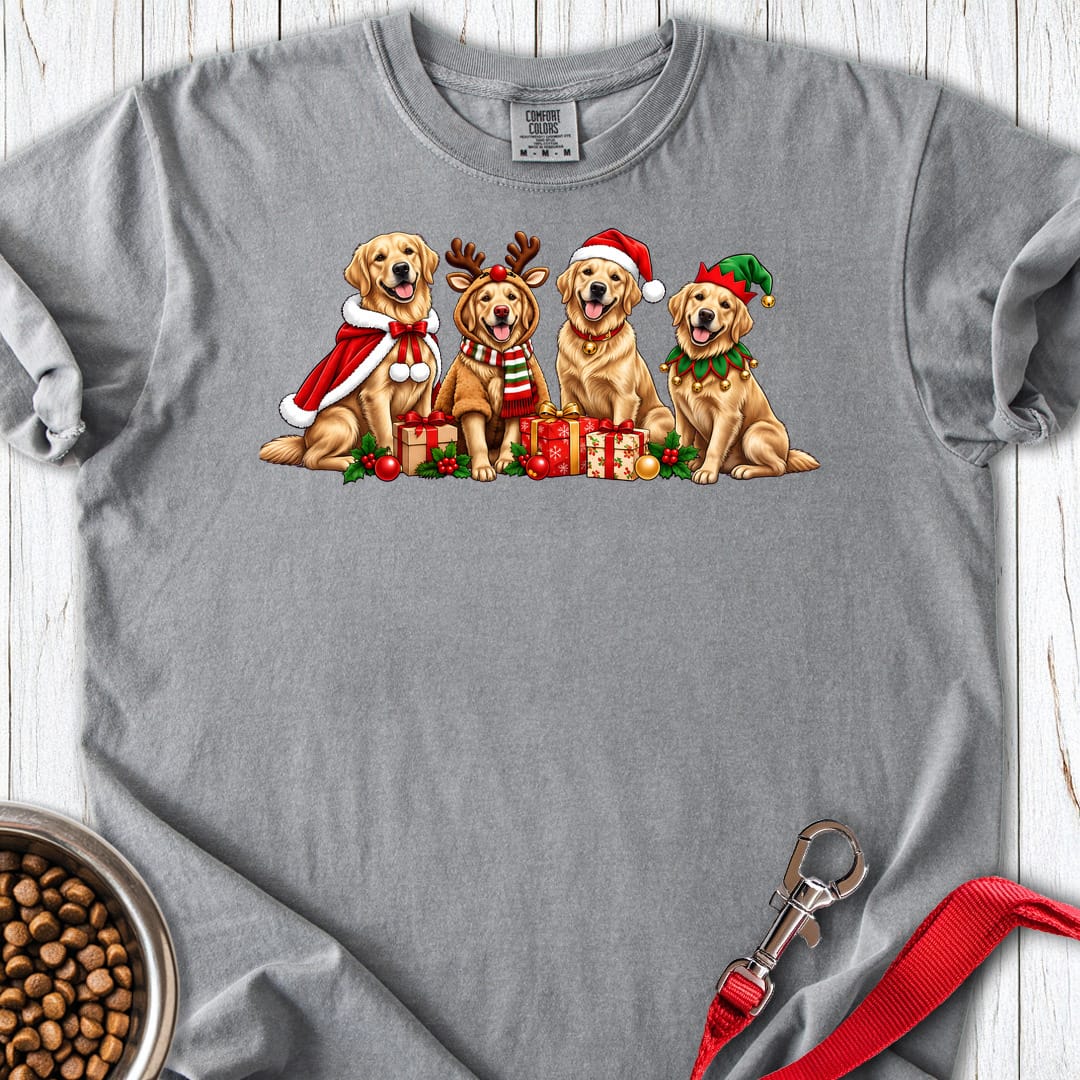 Golden Retriever Christmas Group Premium Tee — Grey