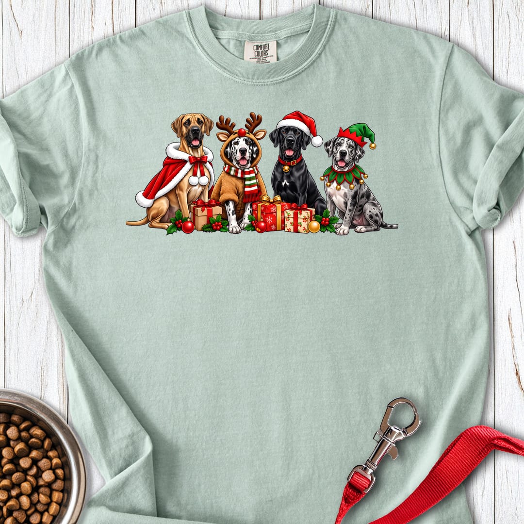 Great Dane Christmas Group Premium Tee — Bay