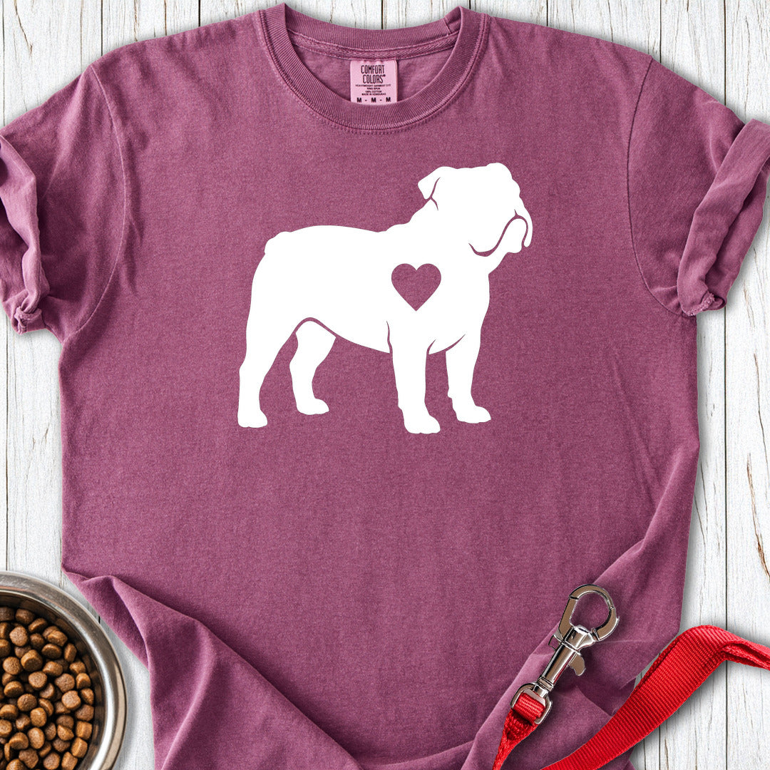 English Bulldog Heart Silhouette Premium Tee Berry