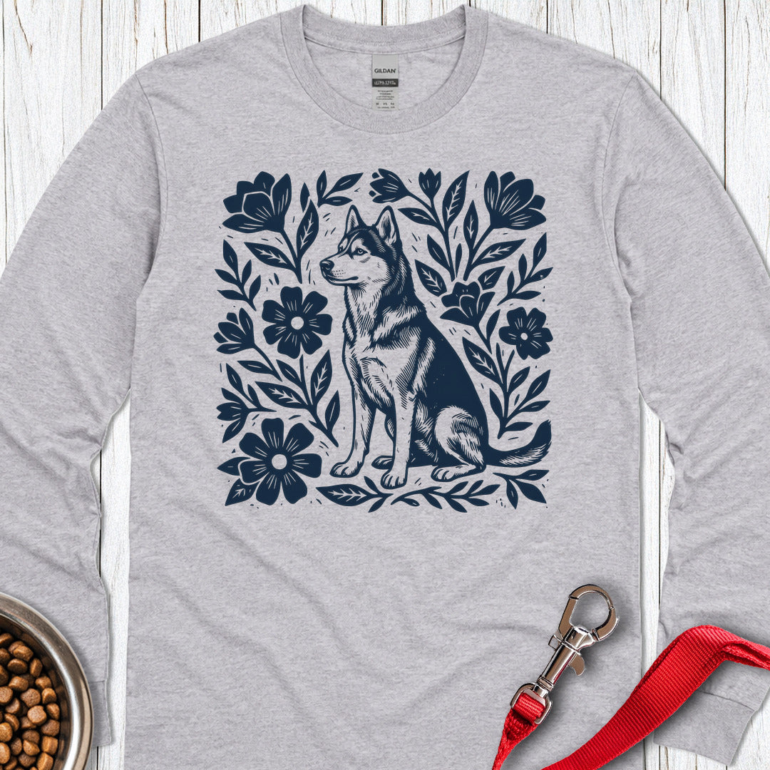 Husky Linocut Long Sleeve β Sport Grey