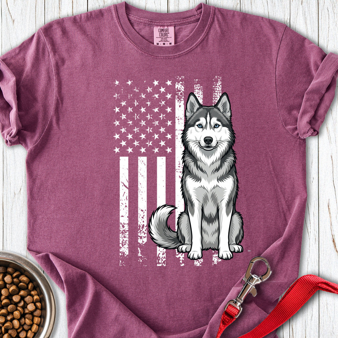 Husky USA Flag Premium Tee Berry