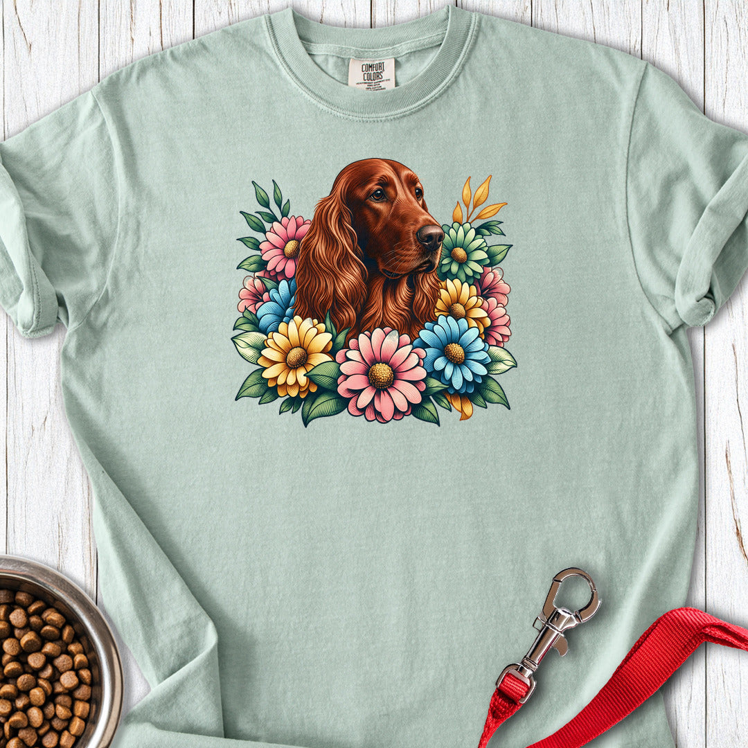Irish Setter Flower Wreath Premium Tee — Bay
