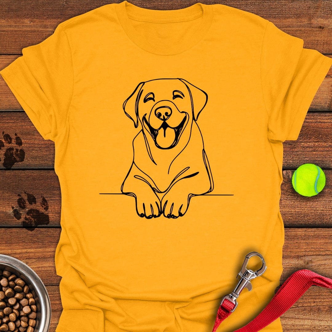 Happy Labrador Line Art T-Shirt Gold
