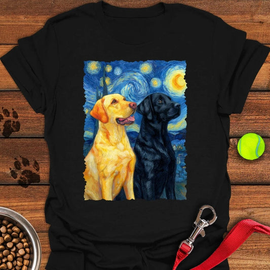 Yellow & Black Lab Van Gogh T-Shirt Black