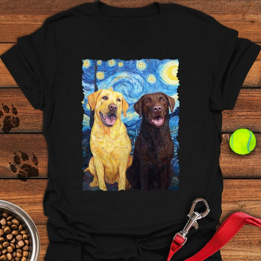 Yellow & Chocolate Lab Van Gogh T-Shirt Black