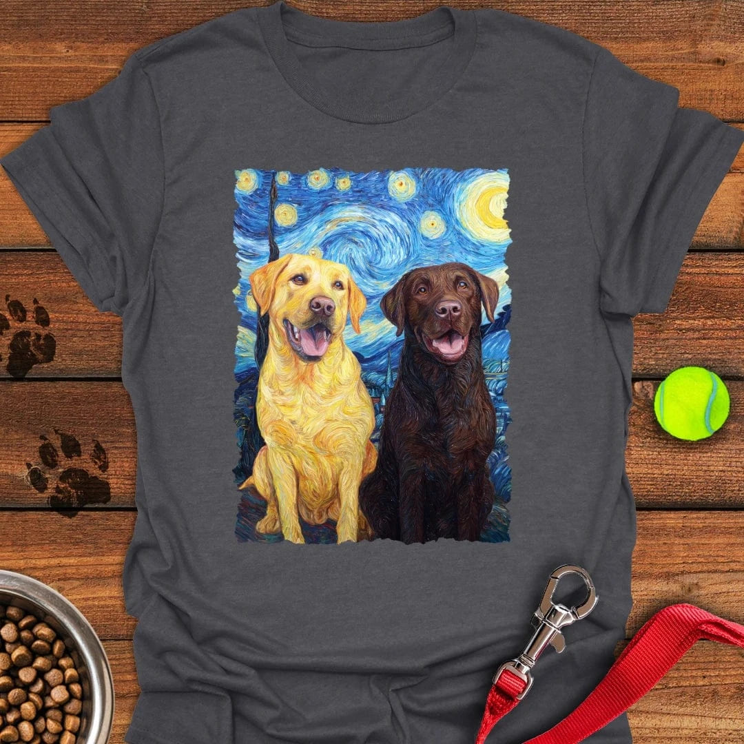 Yellow & Chocolate Lab Van Gogh T-Shirt Dark Heather