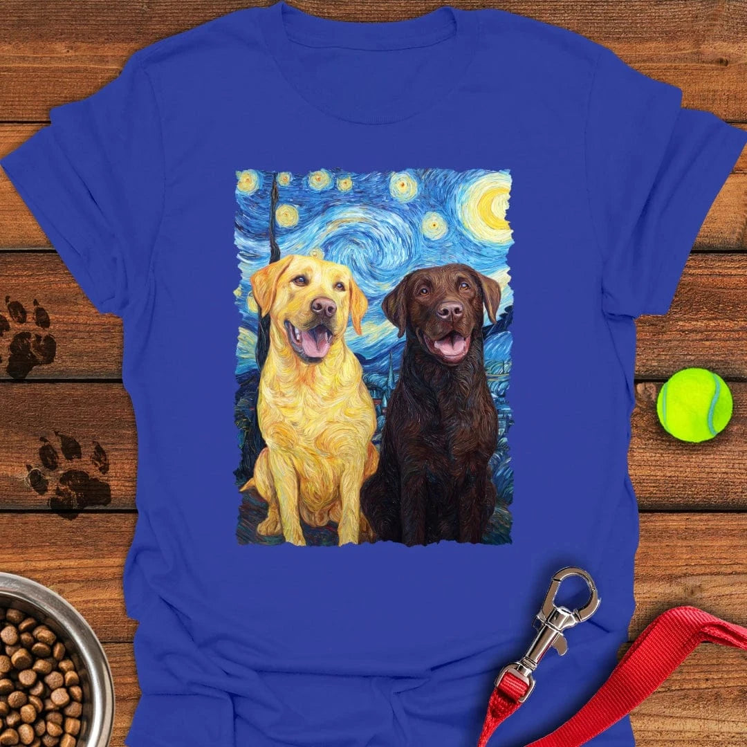 Yellow & Chocolate Lab Van Gogh T-Shirt Royal