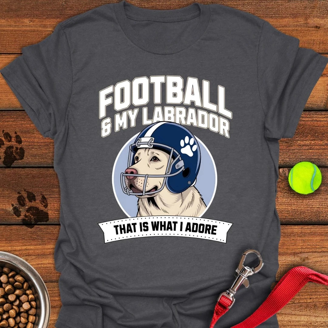 Football Yellow Labrador T-Shirt Dark Heather