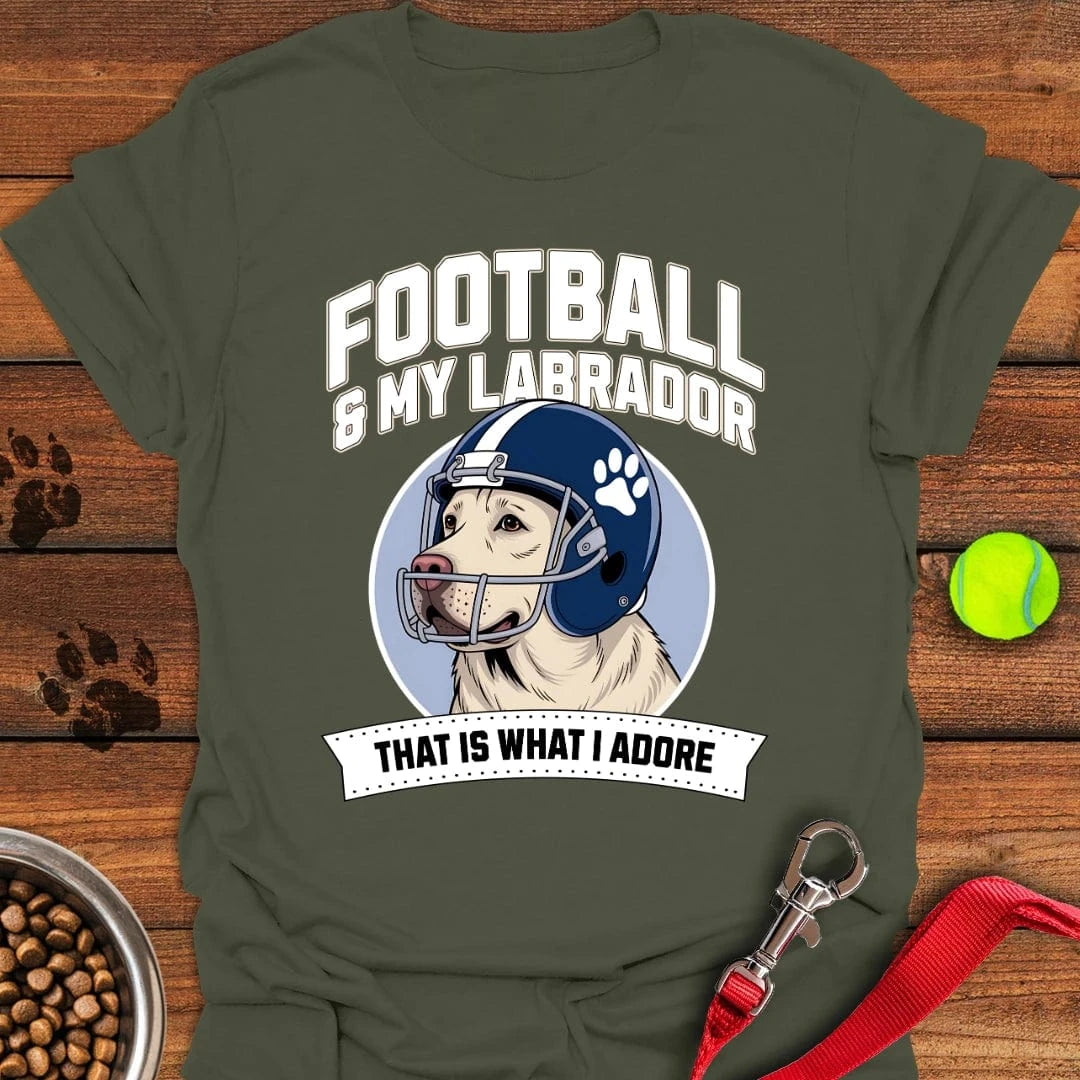 Football Yellow Labrador T-Shirt Military Green