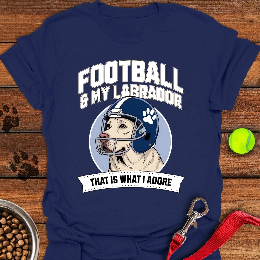 Football Yellow Labrador T-Shirt Navy