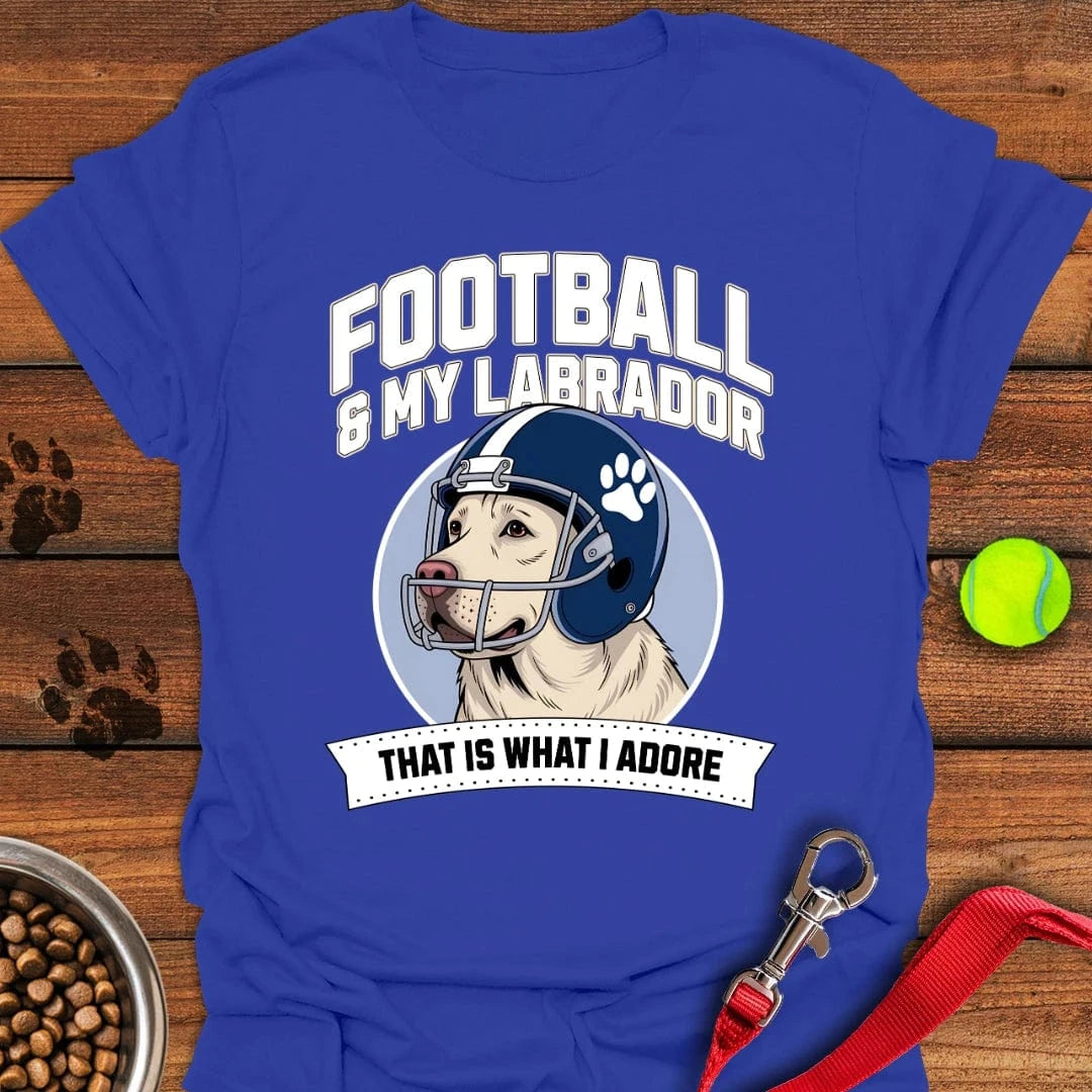 Football Yellow Labrador T-Shirt Royal