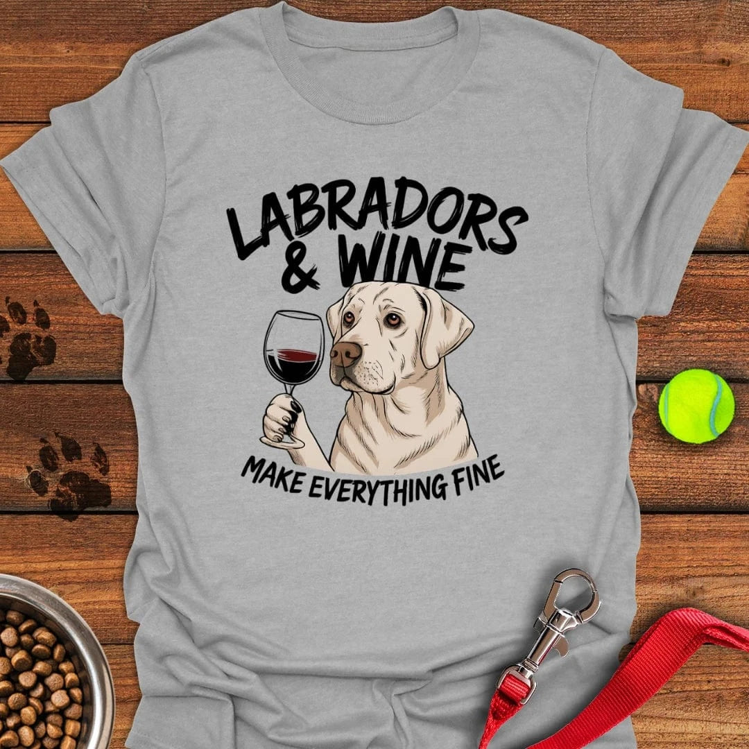 Labradors & Wine T-Shirt Sport Grey