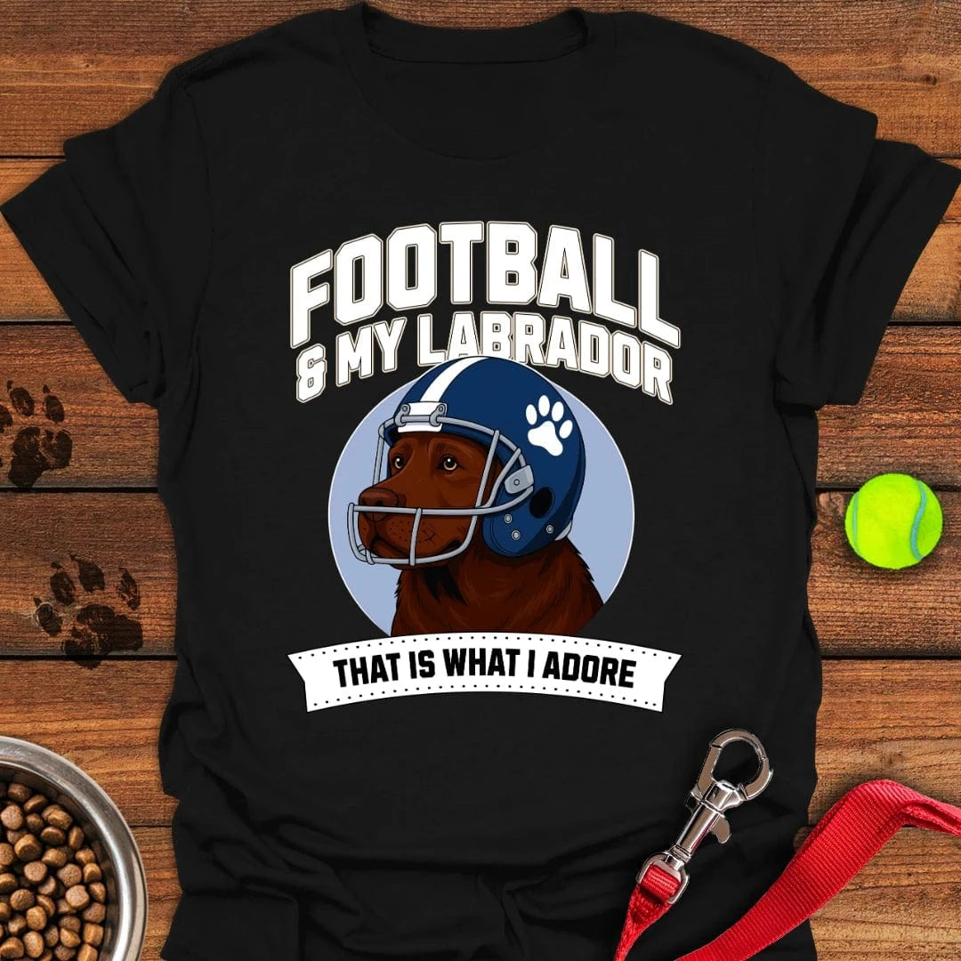 Football Chocolate Labrador T-Shirt Black
