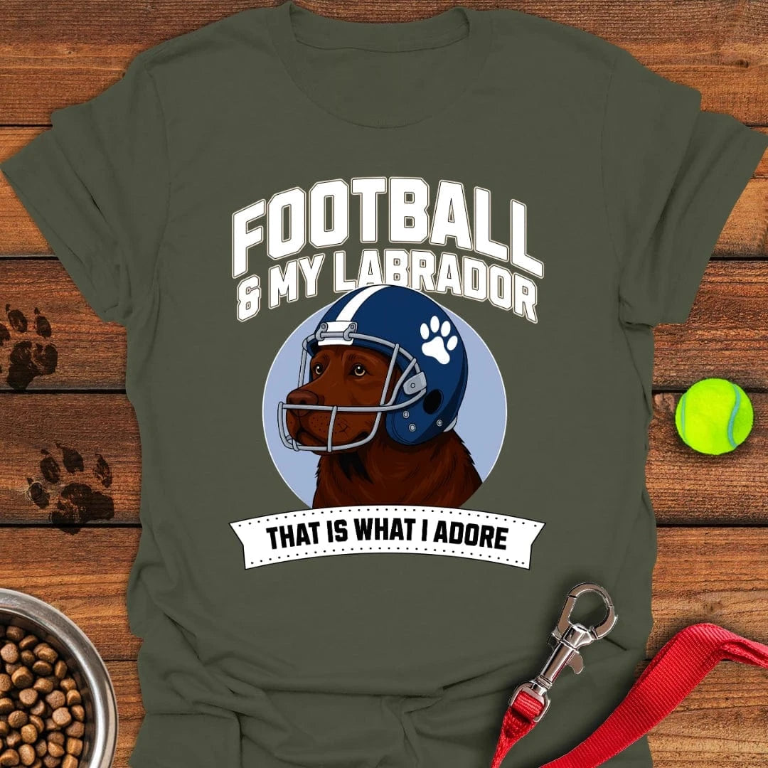 Football Chocolate Labrador T-Shirt Military Green