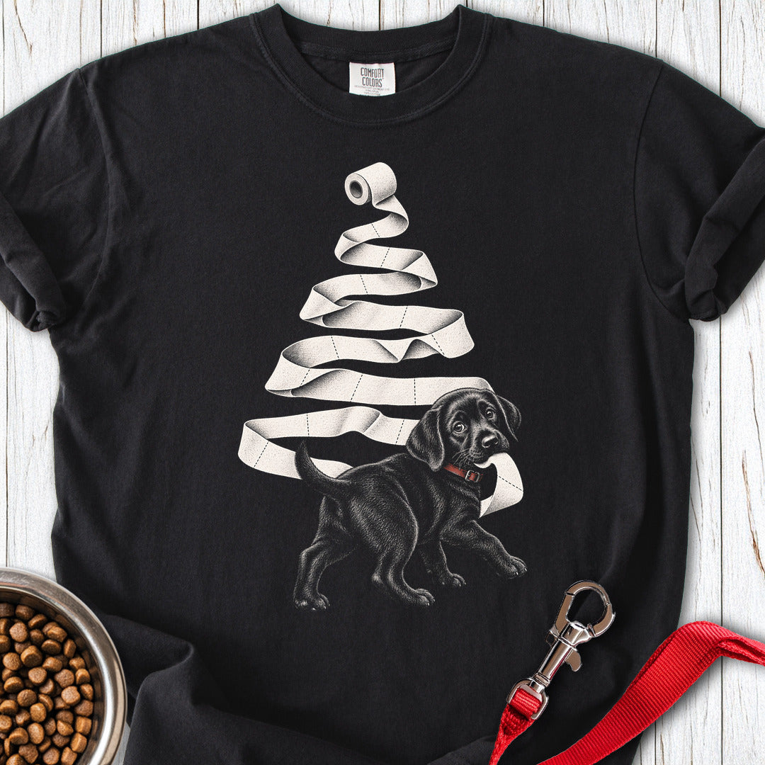 Labrador Toilet Christmas Tree Premium Tee Black