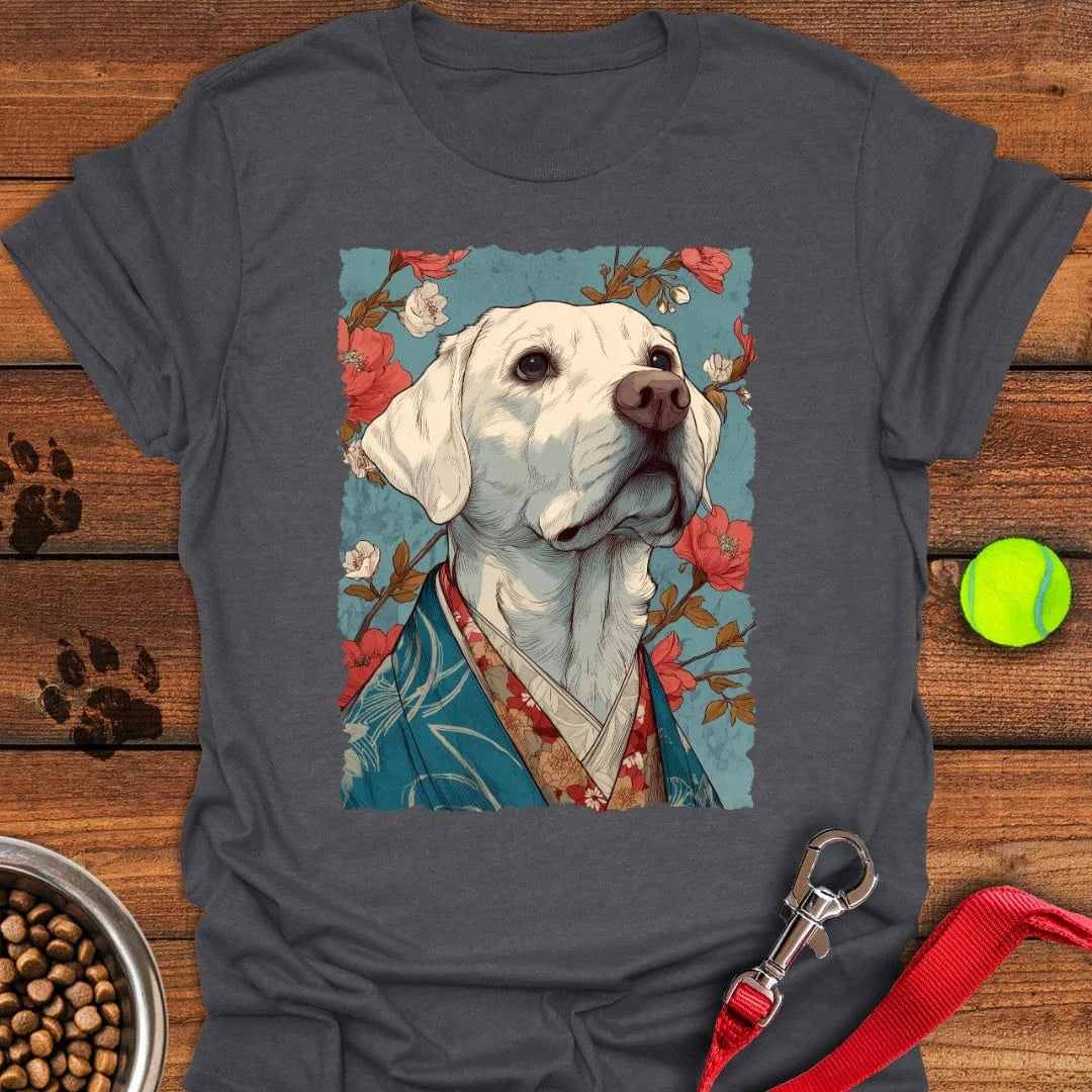 White Labrador Japanese Art T-Shirt Dark Heather