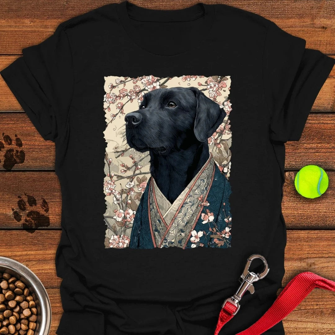 Black Labrador Japanese Art T-Shirt Black