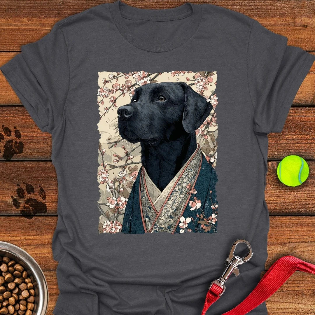 Black Labrador Japanese Art T-Shirt Dark Heather