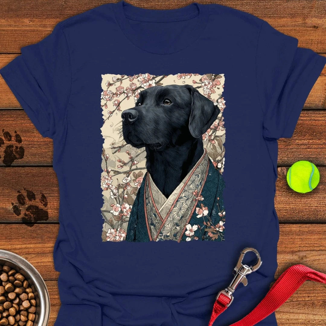 Black Labrador Japanese Art T-Shirt Navy