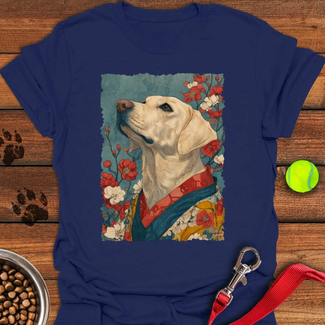Yellow Labrador Japanese Art T-Shirt Navy
