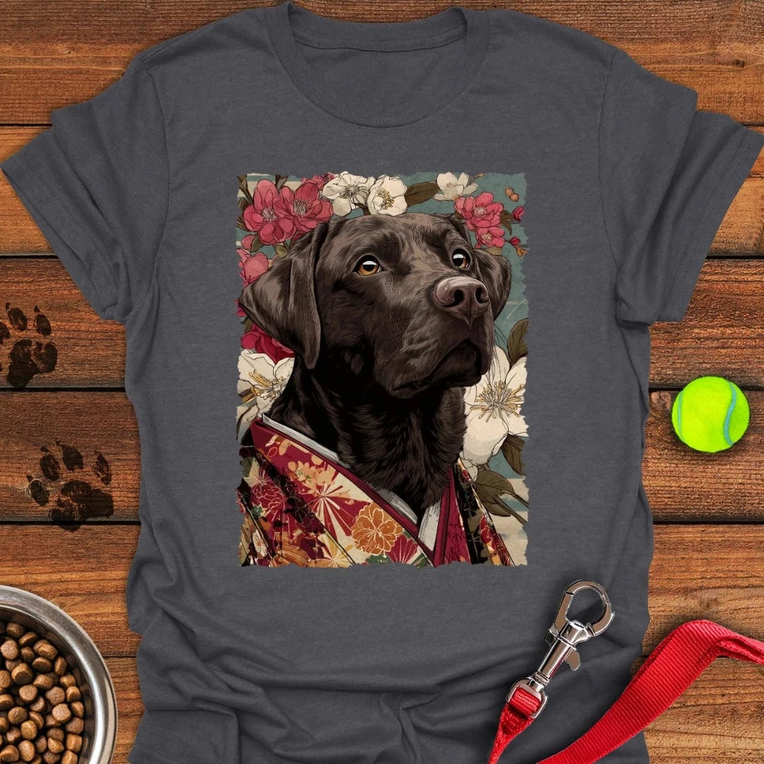 Chocolate Labrador Japanese Art T-Shirt Dark Heather