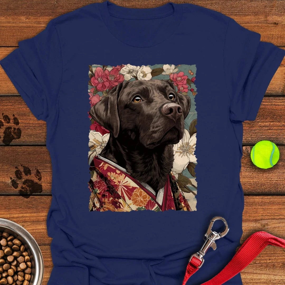 Chocolate Labrador Japanese Art T-Shirt Navy