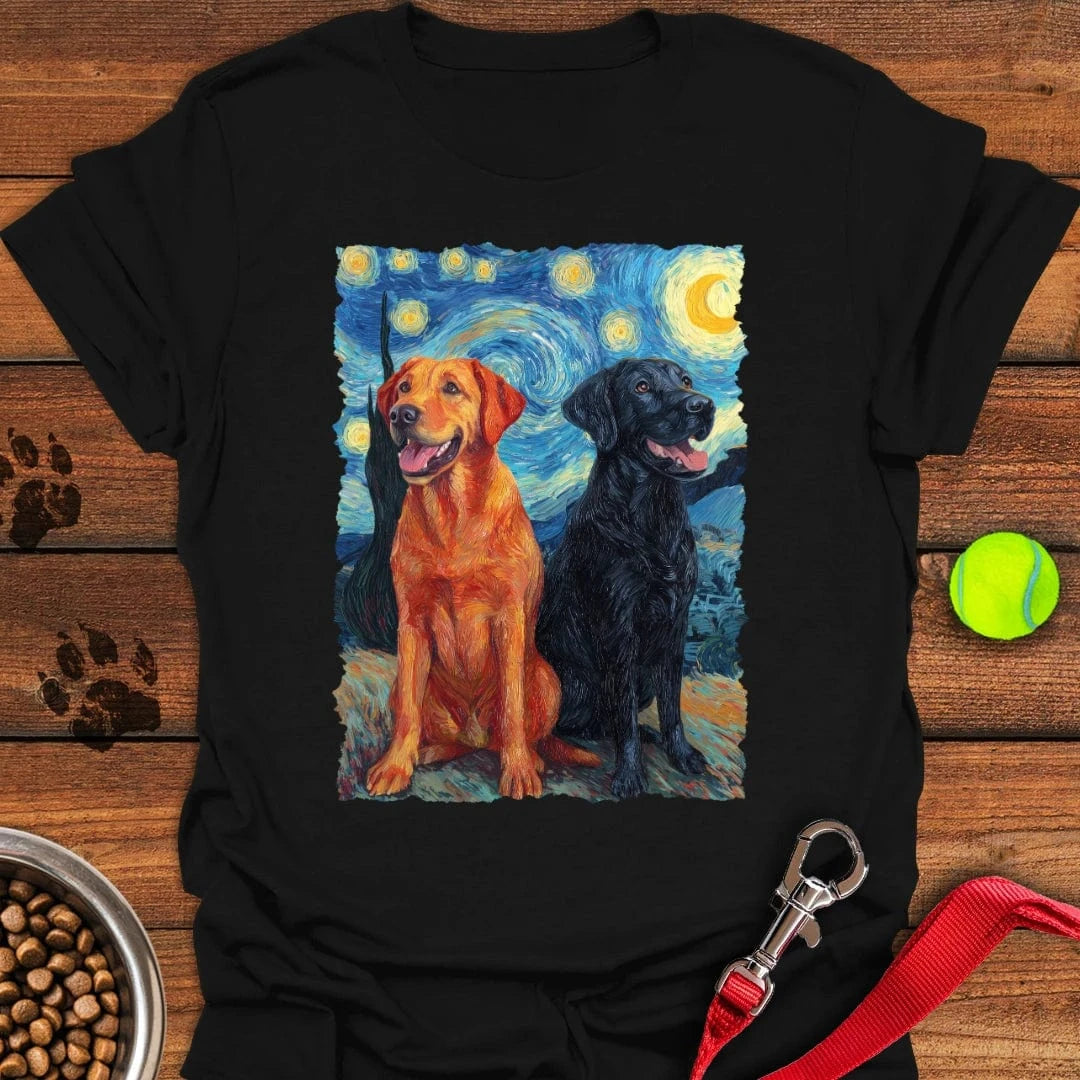 Fox Red & Black Lab Van Gogh T-Shirt Black