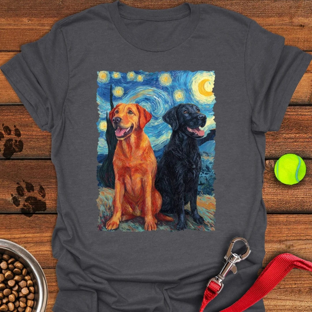Fox Red & Black Lab Van Gogh T-Shirt Dark Heather