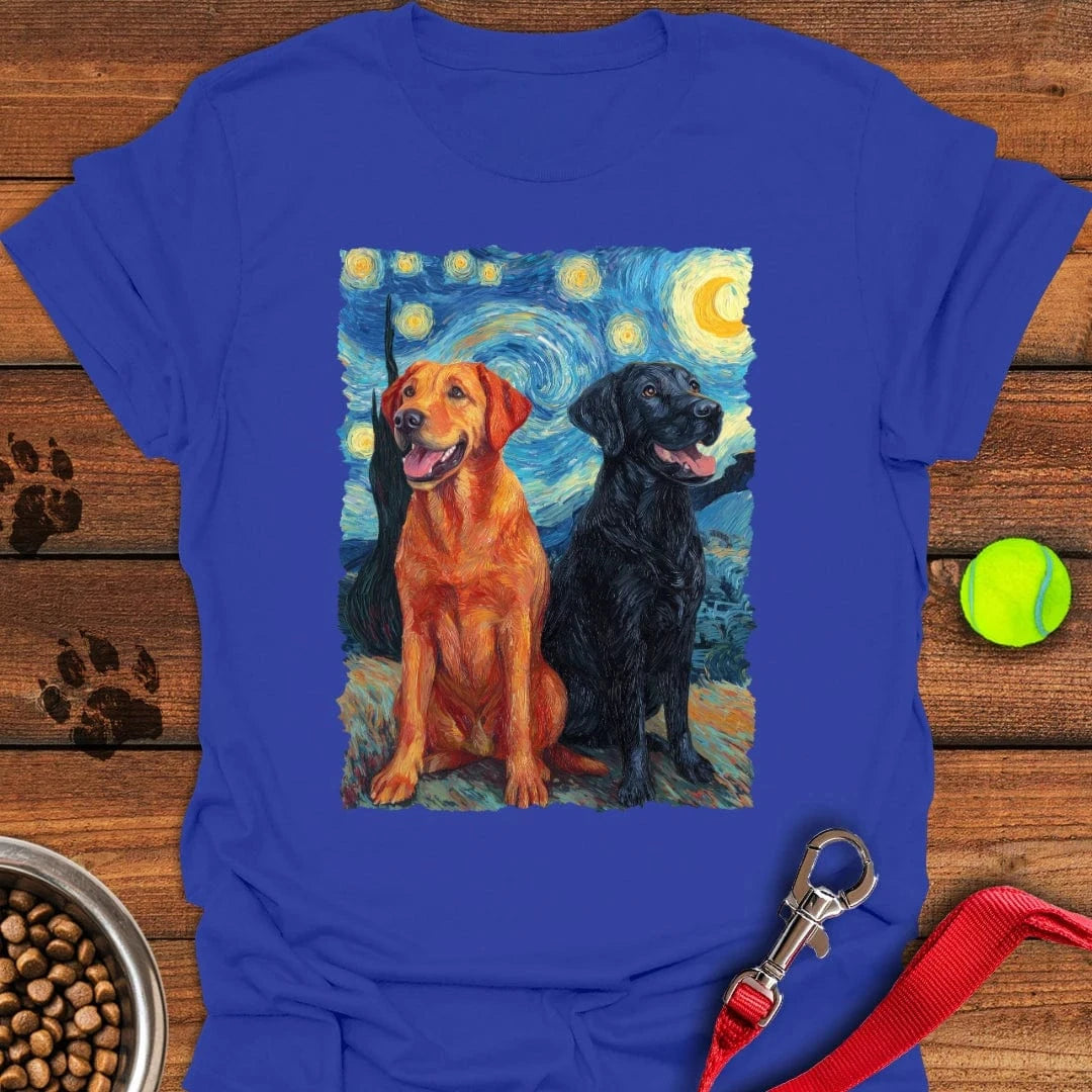 Fox Red & Black Lab Van Gogh T-Shirt Royal