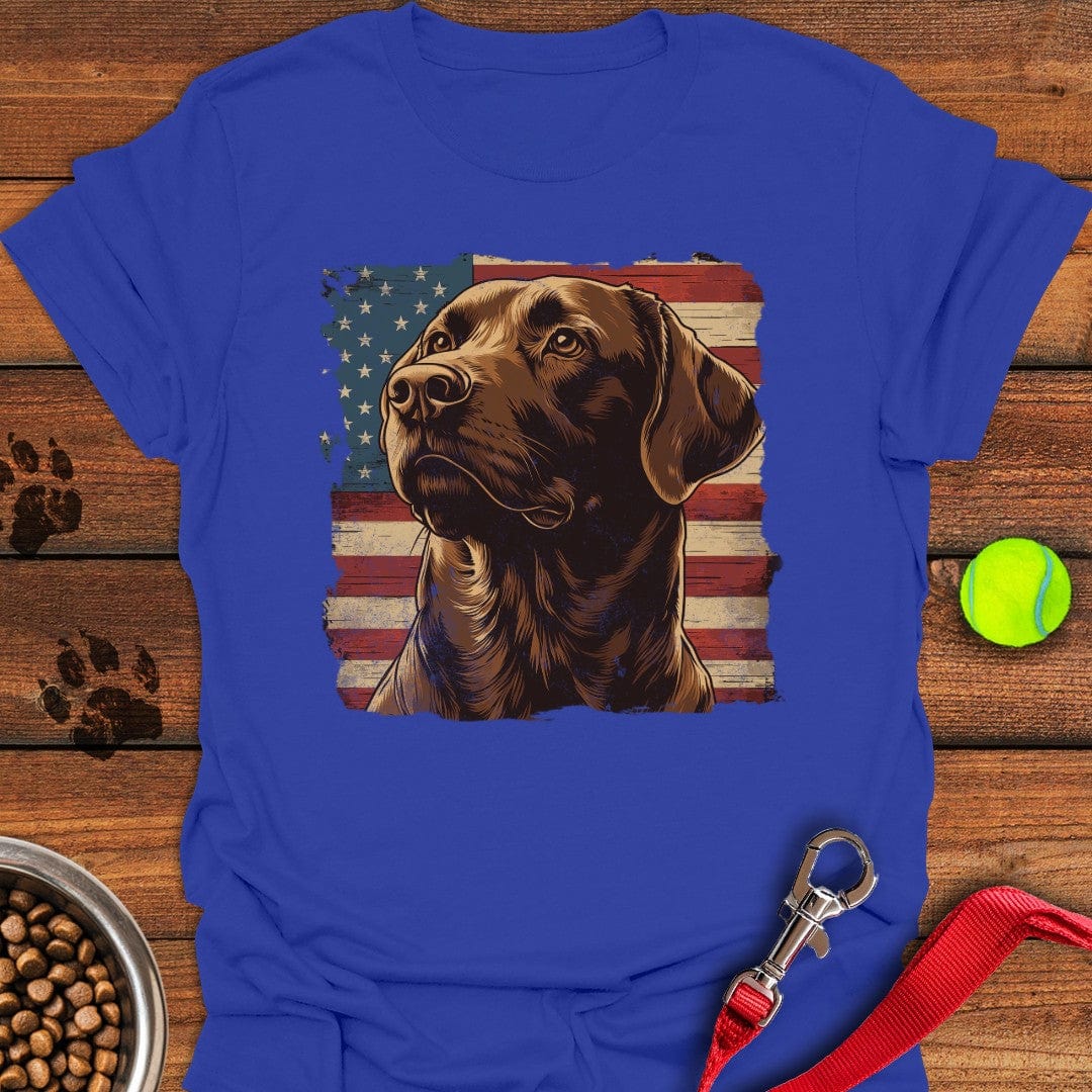 Chocolate Lab USA Flag T-Shirt Royal