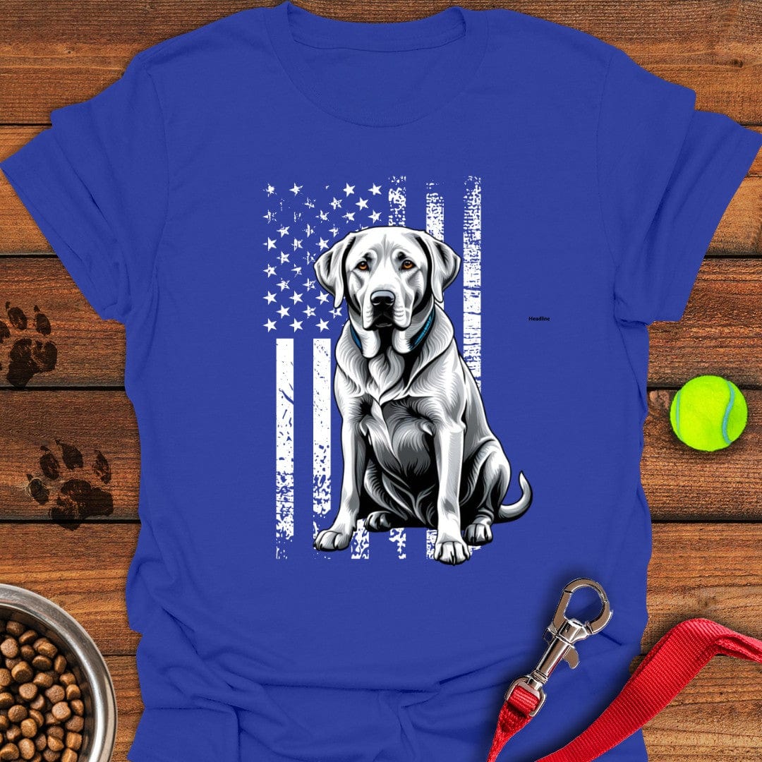 Silver Labrador USA Flag T-Shirt Royal