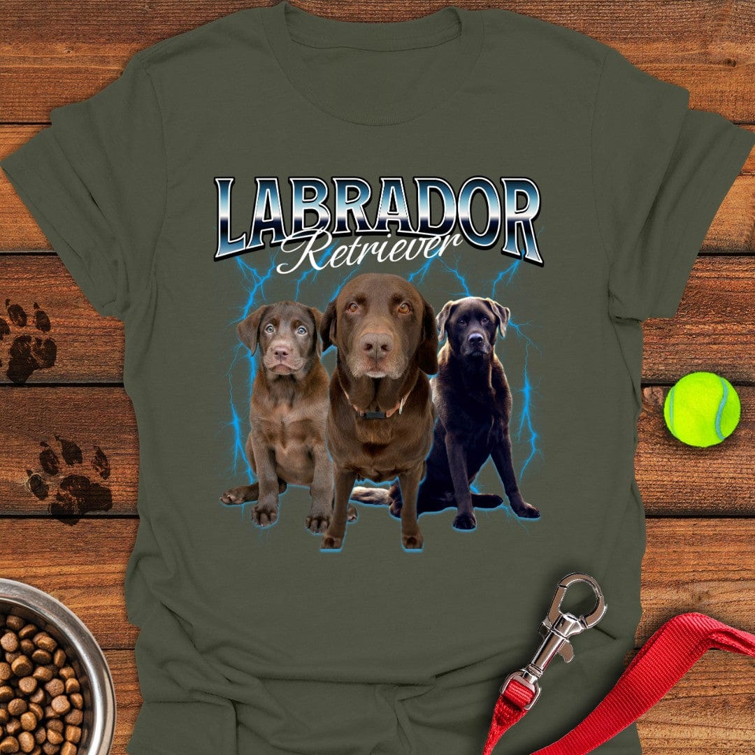 Chocolate Labrador Bootleg T-Shirt Military Green
