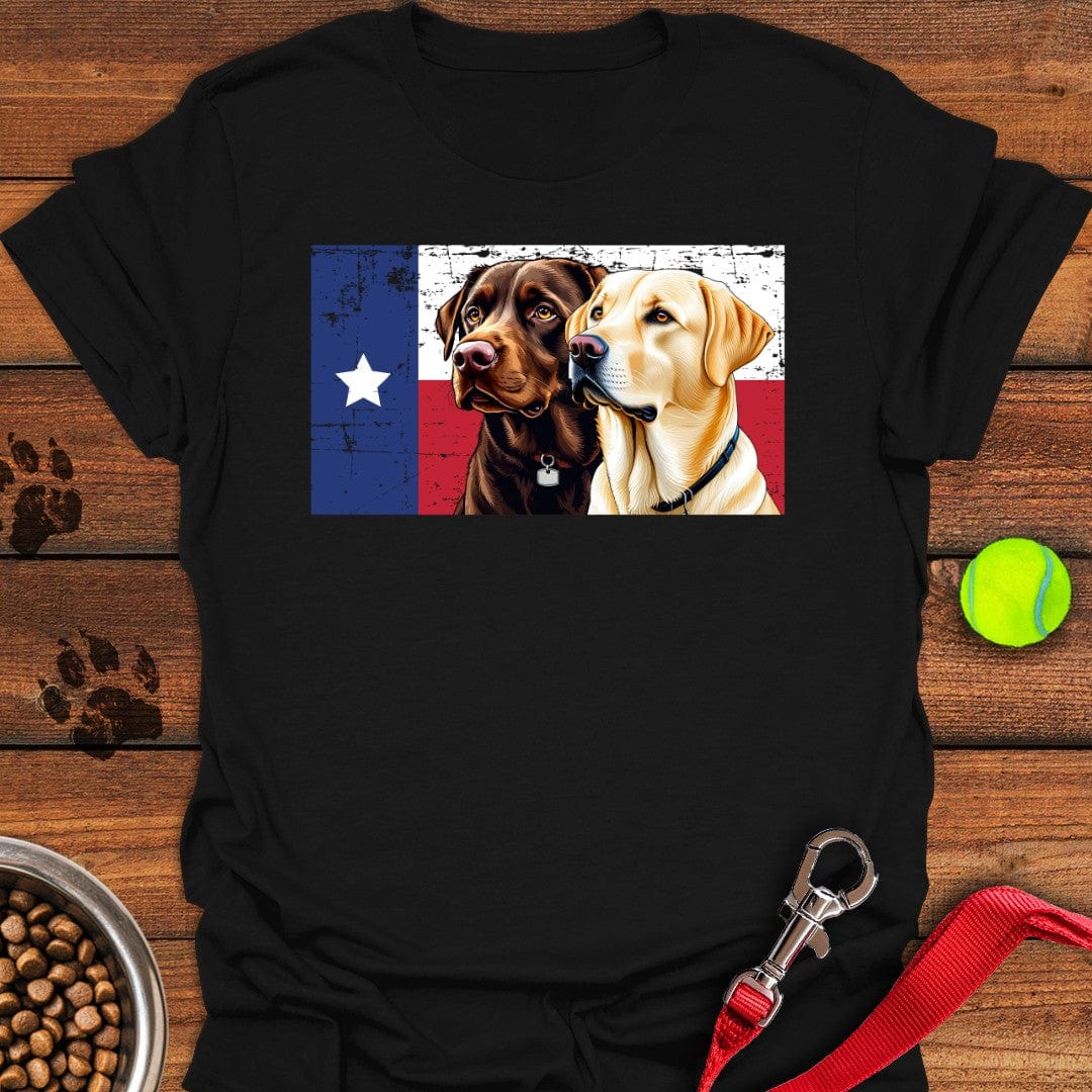 Yellow & Chocolate Lab Texas Flag Black